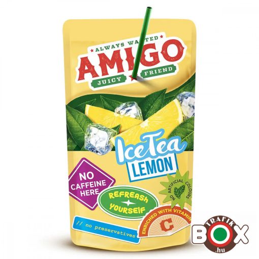 Amigó ice-tea citrom ital, szívószálas 200 ml