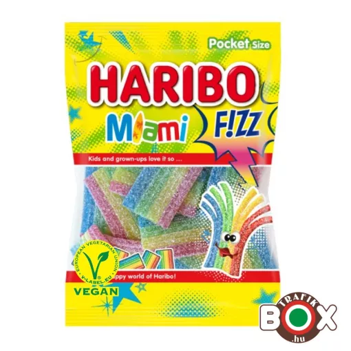 HARIBO Miami FIZZ  vegyes gyümölcs ízű savanyú Gumicukor 85g