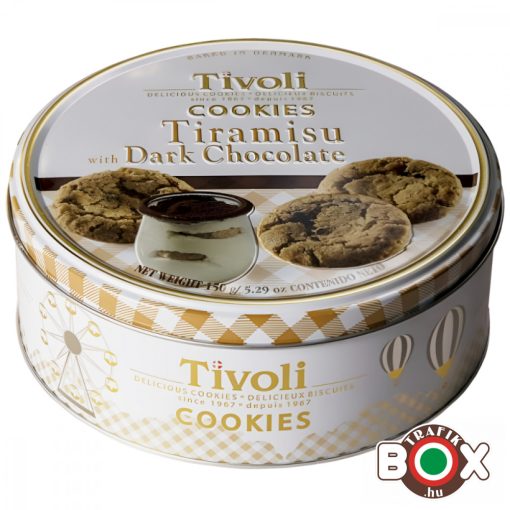 TIVOLI Tiramisu ízesítésű keksz étcsokoládé darabokkal 150g