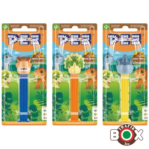 Pez Jurassic World cukor adagoló + 2db pez cukor