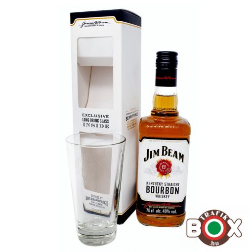 Jim Beam Whiskey 0,7L. 40% + Long Drink pohár, díszdobozban 27863