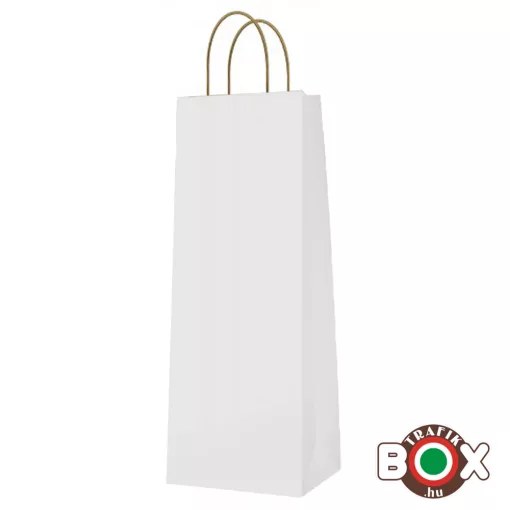 Dísztasak Boros, Sodrott füles fehér kraft, 14x36x8 cm - 345105