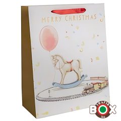 Dísztasak 18x23cm Karácsonyi, Hintaló + Vasút - 370442
