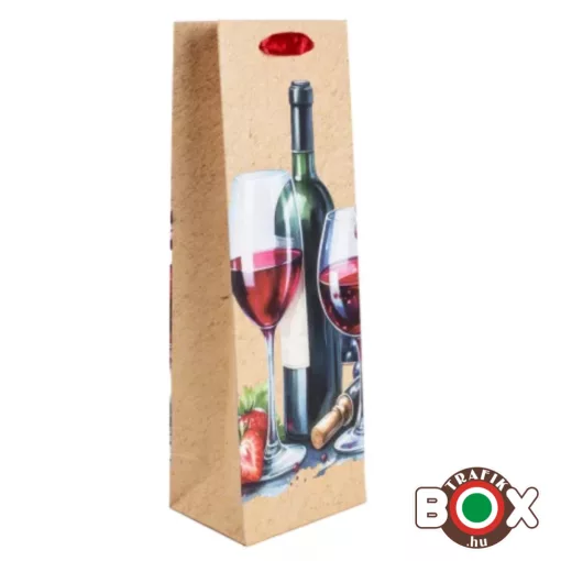 Dísztasak italos boros Vörösbor+eper 36*12*9 cm 370790
