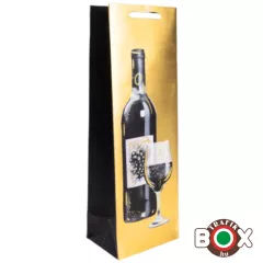   Dísztasak italos Borosüveg+pohár arany/fekete 36*12*9 cm 370804