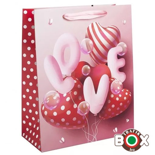 Dísztasak rózsaszín-piros LOVE Lufi 32 x 26 x 12 cm 371340
