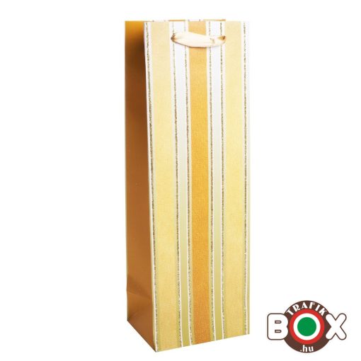 Dísztasak italos Boros Aranysárga/Csillám csíkok  36*12*9 cm 371346