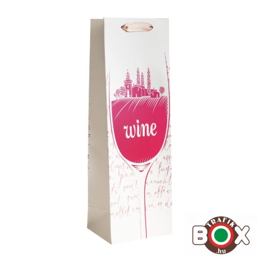 Dísztasak, italos WINE matt fehér+piros 36 x 12,8 x 8,4 mm 371643