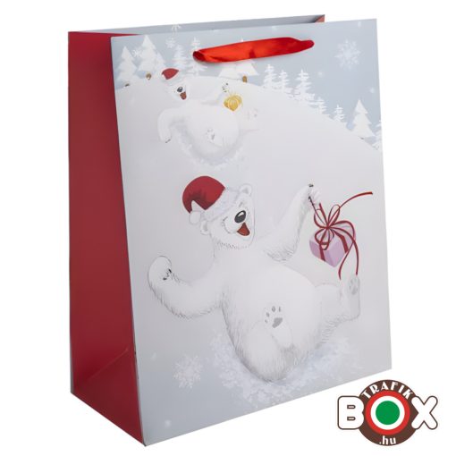 Dísztasak L Csúszkáló Macik Ajándékdobozzal 26*32 cm 371824