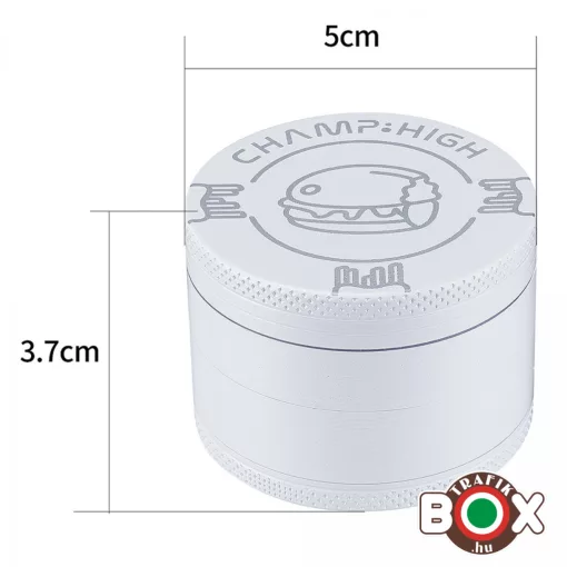 Dohányőrlő Champ High Fém, Fehér Design, 4 részes 5 cm 40506210
