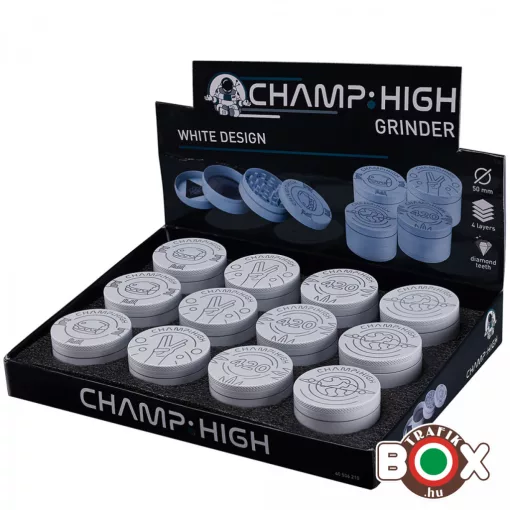 Dohányőrlő Champ High Fém, Fehér Design, 4 részes 5 cm 40506210
