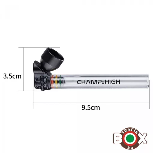 Üvegpipa CHAMP Koponya 9,5 cm, bliszterezett szett Őrlő, Pipa, Szűrő 40506215