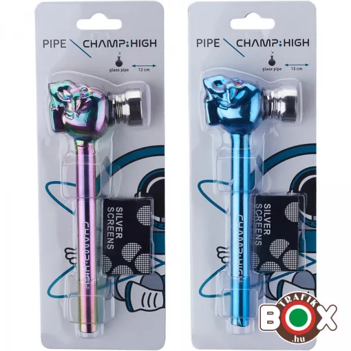 Üvegpipa CHAMP RAINBOW Koponya 13 cm, bliszterezett szett + Szűrő 40506216