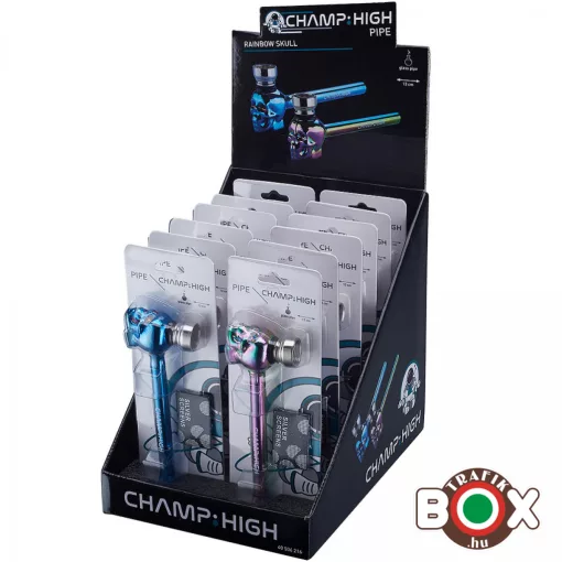 Üvegpipa CHAMP RAINBOW Koponya 13 cm, bliszterezett szett + Szűrő 40506216