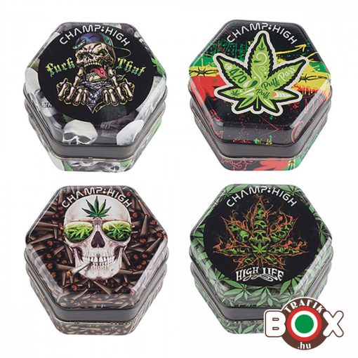 Dohányőrlő CHAMP HIGH Cannabis - Koponyák 4 részes, 6,8 x 4,7 cm 40506247