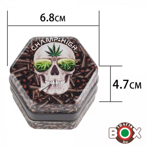 Dohányőrlő CHAMP HIGH Cannabis - Koponyák 4 részes, 6,8 x 4,7 cm 40506247