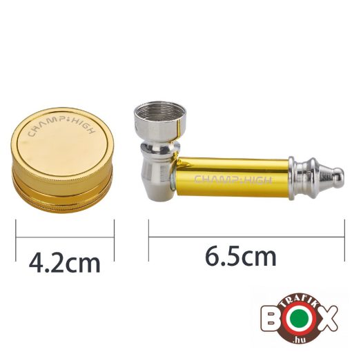 Fémpipa CHAMP HIGH 6,5 cm + fém őrlő 4,2 cm, 3 részes, bliszterezett 40506277