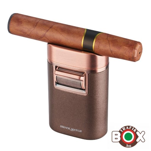 SILVER MATCH MONACO Szivargyújtó, szivartartós, fém, 4 jet lánggal, díszdobozban 40674372