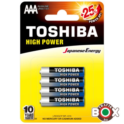 TOSHIBA alkáli elem AAA LR03/1.5V  4 db/bliszter 40700101