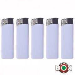   Öngyújtó PROF elektromos Fehér - Fekete nyomóka, Ezüst Kupakkal 41804612