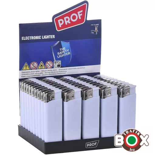Feliratozott Öngyújtó PROF elektromos Fehér - Ezüst Kupakkal 41804613-F