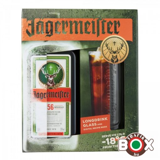 Jagermeister 0,7L. 35% + Long drink pohár díszdobozban 418197