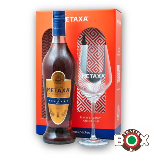 Metaxa 7* 0,7L. 40% + pohár díszdobozban 418199
