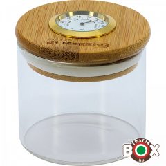   Humidor üveg 9.5 cm átmérővel, nedvesség tartalom mérővel és bambusz fedővel 98449