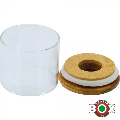 Humidor üveg 9.5 cm átmérővel, nedvesség tartalom mérővel és bambusz fedővel 98449