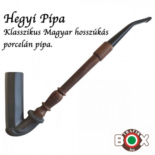 Porcelán Hegyi Pipa, Klasszikus Magyar Hosszúkás, Fekete
