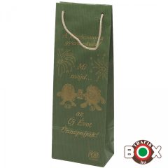   Dísztasak ital Vicces felirat Zsinór füles zöld 130×75×360mm IZS3019