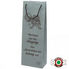   Dísztasak ital Vicces felirat Zsinór füles szürke 130×75×360mm IZS3024
