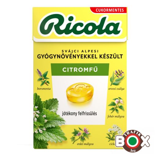 RICOLA Citromfű cukormentes, svájci gyógynövény cukorka 40g