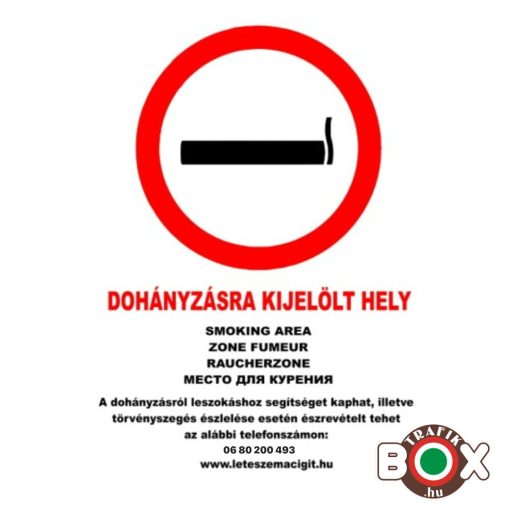 Dohányzásra kijelölt hely matrica
