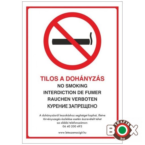 Tilos a dohányzás tábla