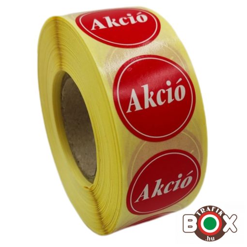 Körcimke 30mm Piros színben AKCIÓ felirattal 1000 db/tekercs