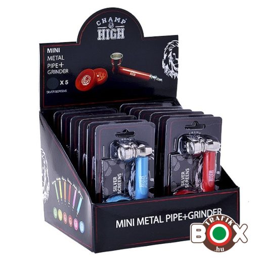 Fémpipa CHAMP bliszterezett szett Őrlő, Pipa, Szűrő 40506084