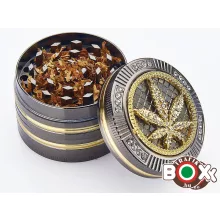 Dohányőrlő CHAMP Fém Strassz Cannabis 4 részes 5 cm 40506117