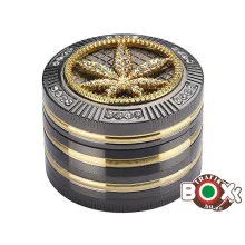 Dohányőrlő CHAMP Fém Strassz Cannabis 4 részes 5 cm 40506117