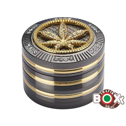 Dohányőrlő CHAMP Fém Strassz Cannabis 4 részes 5 cm 40506117