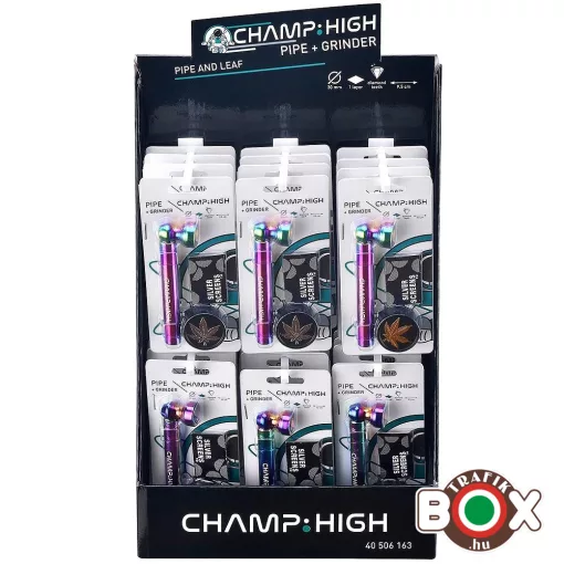 Üvegpipa CHAMP HIGH bliszterezett szett Kaméleon, Őrlő, Pipa, Szűrő 40506163