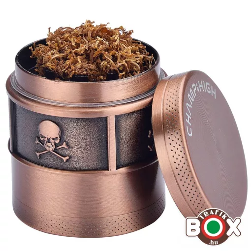 Dohányőrlő CHAMP HIGH Fém, Skull minta, 4 részes 4 cm 40506169
