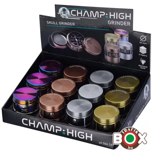 Dohányőrlő CHAMP HIGH Fém, Skull minta, 4 részes 4 cm 40506169