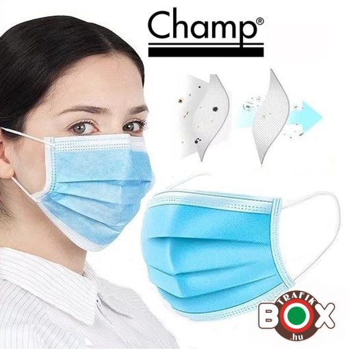 Egészségügyi arc maszk CHAMP 3 réteg 5×10 darab/ doboz 40509046