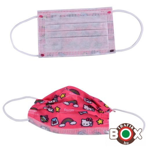 10 db-os Hello Kitty Gyerek Egészségügyi arc maszk 3 rétegű