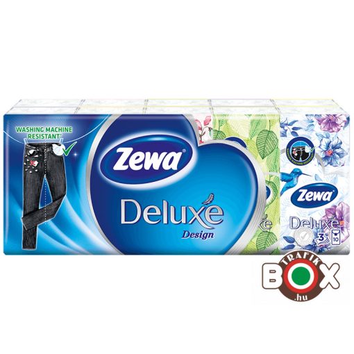 Zewa Papírzsebkendő 10×10 db 3 rétegű Deluxe Design, Limited (ellenáll a mosásnak)