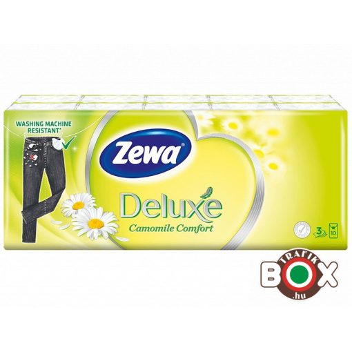 Zewa Papírzsebkendő 10×10 db 3 rétegű Deluxe˛/Camomile Comfort (ellenáll a mosásnak)