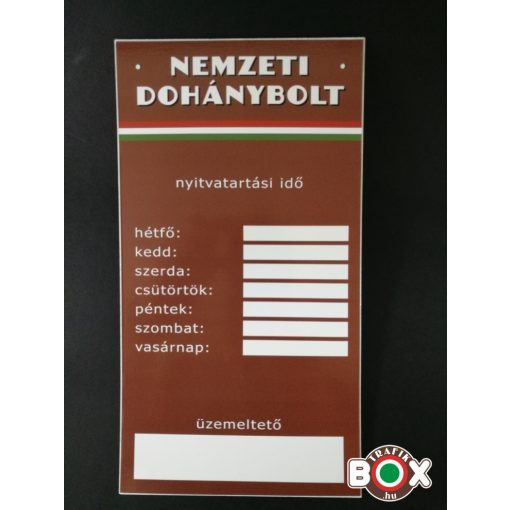 Trafik nyitva tartás tábla